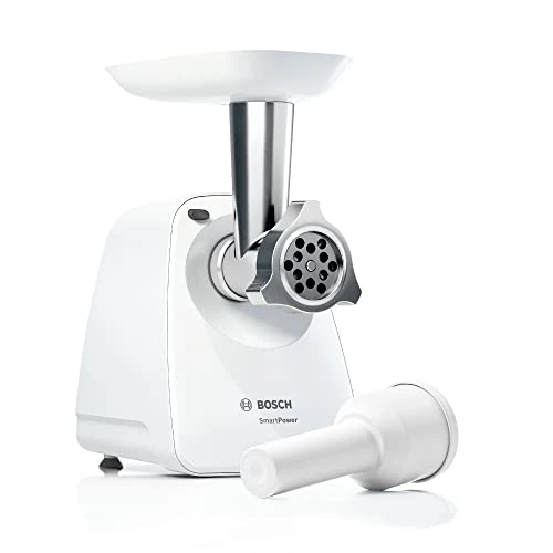 Bosch MFW2500W SmartPower Meat Grinder, Stainless Steel Discs, 350 W, White