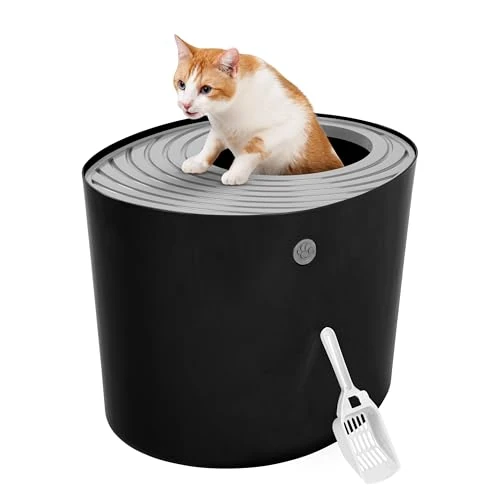 Limited-time offer: Iris Ohyama Cat Litter Box with Scoop, Up to 7kg, Black/Gray, Top Entry, Cat Litter Tray, Enclosed, For Kitten, High Sided, Hooded, Large, Jumbo, BPA Free, Deep, Easy to Clean, PUNT-530 from 37.99 GBP to 37.99 GBP (save 0%)