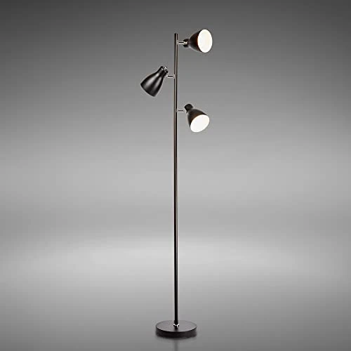 B.K.Licht Lámpara de pie diseño I 3 luces I Negro I Bombilla E27 máx. 25 W (excl.) I Altura 1665mm I Métalica I Para salón, dormitorio y estudio