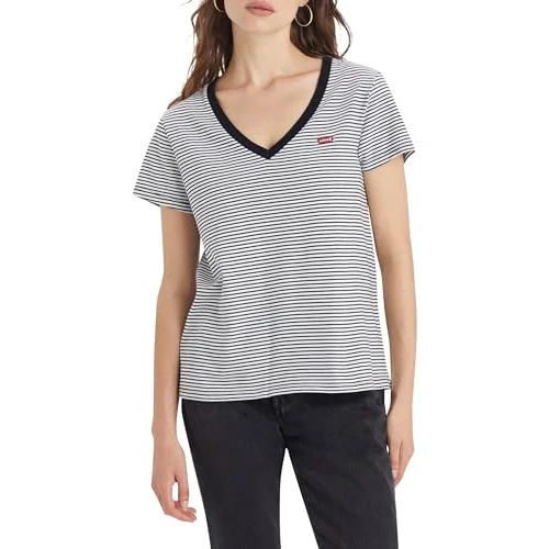 Offre limitée : Levi's Perfect V-Neck T-Shirt Femme, Annalise Stripe Cloud Dancer, M de 25.00 € à 19.95 € (20% de remise)