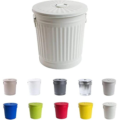 Oferta limitada: Jinfa Cubo basura metalico grande cenizas basuras reciclaje exterior jardin con asas y tapa | Blanco Crema | Diámetro Ø 42 cm - Altura 47,5 cm | Capacidad: 62 litros de 79.39 € a 79.39 € (ahorro 0.00%)