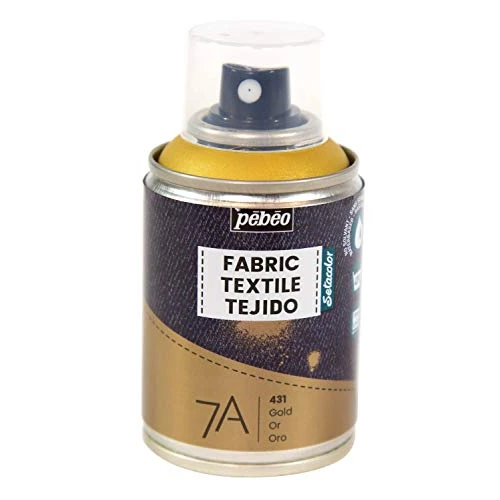 Offerta a tempo: PEBEO - Pittura spray per tessuti 7A Spray - Tessuti naturali e sintetici - A base acqua - Senza solventi - Lavabile in lavatrice - Pittura su tessuto PEBEO color Oro - 0.00% da 11.59 € a 11.59 €
