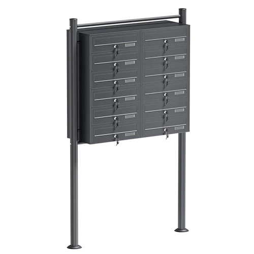 Offerta a tempo: Wiltec Cassetta postale condominiale autoportante, 12 posti, antracite, 945 x 270 x 1500 mm, 2 moduli - 43% da 301.99 € a 171.74 €