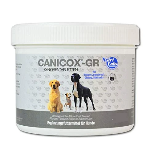 NutriLabs Canicox-GR - 50 compresse per cani anziani, con MSM, condroitina, glucosamina, ginseng, biancospino ecc