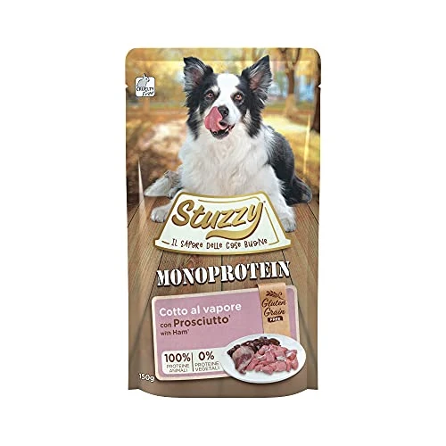 Zeitlich begrenztes Angebot: Stuzzy, Monoprotein, Getreide- und Glutenfrei, Feuchtnahrung für Erwachsene Hunde mit Schinken, in Paté - Gesamt 1,8 kg (12 Beutel à 150 g) von 15.63 € auf 15.63 € (0.00% Rabatt)