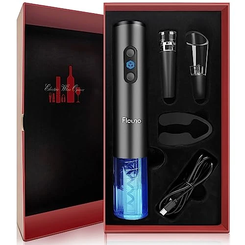 Oferta limitada: Flauno Sacacorchos Eléctrico 6 en 1 Inalámbrico, Abridor de Vino Automático con Tapón al Vacío y Decantador, Abrebotellas para Vino Tinto, Ideal para Fiestas, Citas y Regalo, Gris de 25.99 € a 24.69 € (ahorro 5%)