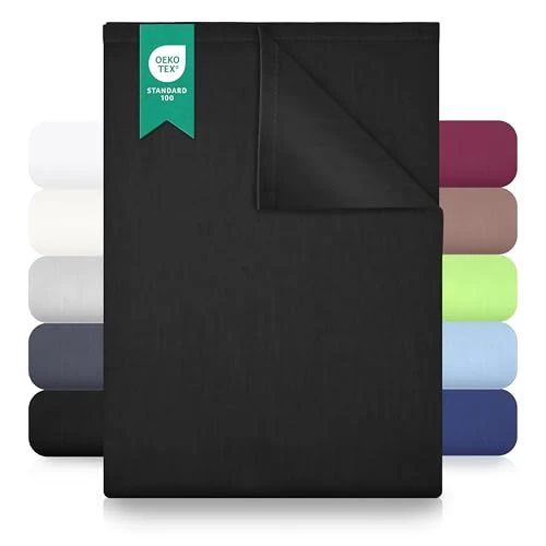 Limited-time offer: GREEN MARK Textilien Classic Flat Sheet Cotton - 100% Cotton Flat Sheet, No Elastic, Soft, Breathable, Easy Care - Anthracite – 150 x 250 cm from 10.62 GBP to 10.62 GBP (save 0%)