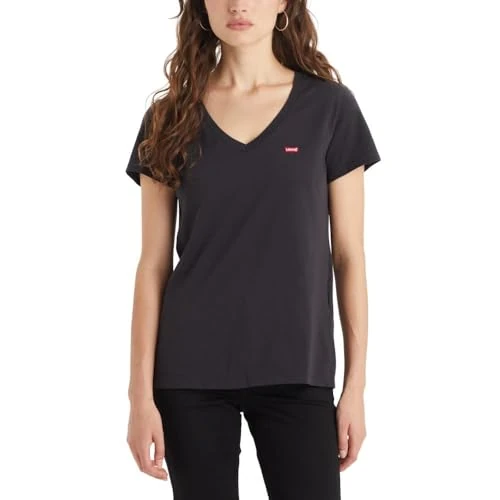 Levi's Women's Perfect V-Neck T-Shirt, Caviar, S