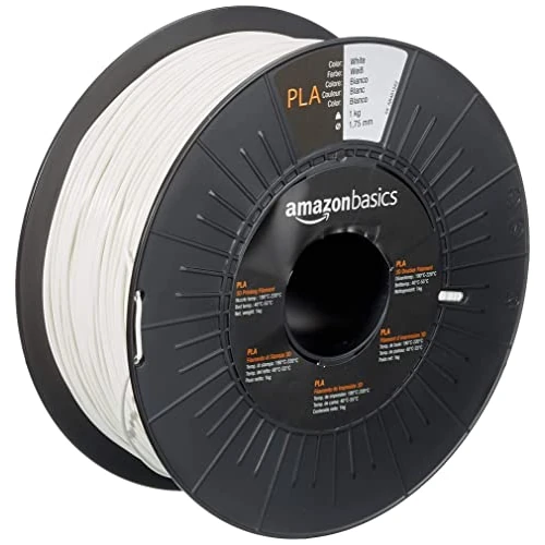 Amazon Basics Filamento per stampanti 3D, in polilattato (PLA), 1.75mm, bianco, 1 kg per bobina