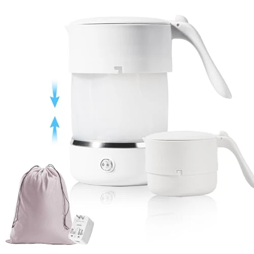 Offre limitee: Adirigo Bouilloire de Voyage 0,5 L sans BPA Base en Acier Inoxydable 304 Mini Bouilloire Compatible avec les Aliments 680W Chauffe Rapidement avec Adaptateur de Voyage Universel de 42.99 EUR a 29.99 EUR (economie 30%)