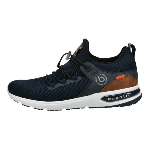 Tijdelijke aanbieding: bugatti heren Sportieve sneakers met memory foam in sportief design, elastische veters, ademend, Donkerblauw, 44 EU van 79.95 € naar 67.94 € (15% korting)