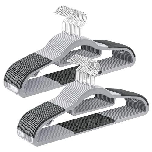 Tijdelijke aanbieding: SONGMICS kleerhangers, set van 30, kleerhanger van kunststof, zware uitvoering, met antislipdesign, ruimtebesparend, 0,6 cm dik, 360° draaibare haak, 42 cm breed, grijs CRP20G30 van 29.99 EUR naar 29.99 EUR (korting 0%)