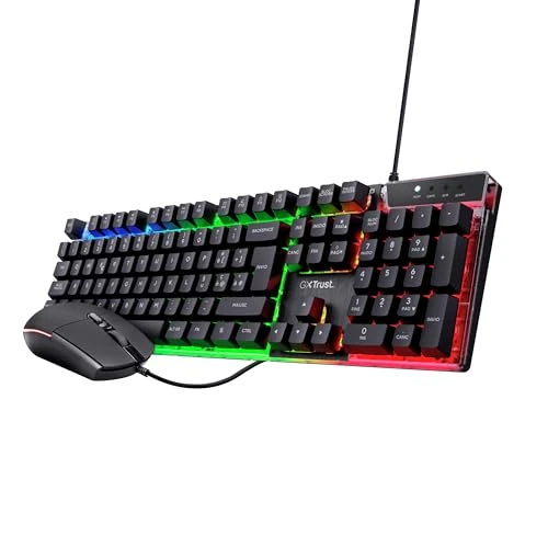 Offerta a tempo: Trust Gaming GXT 838 Azor Mouse e Tastiera Gaming, Layout Italiano QWERTY, USB, Anti-ghosting, Tastiera Retroilluminata LED RGB, Mouse Gaming 800-3000 DPI - Nero - 14% da 22.01 € a 18.99 €