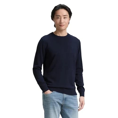 Offerta a tempo: TOM TAILOR Maglione, Uomo, Blu (Knitted Navy Melange 13160), XXL - 28% da 29.99 € a 21.69 €