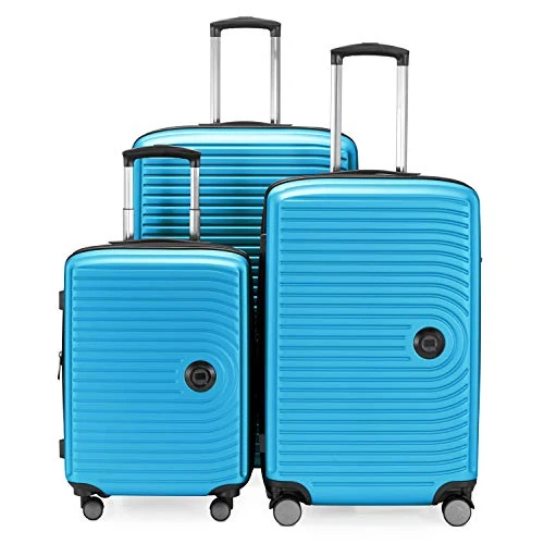 HAUPTSTADTKOFFER - Mitte - Kofferset hard shell Koffer Trolley, Ingecheckte bagage uitbreidbaar, TSA, (S, M & L), Cyaan blauw
