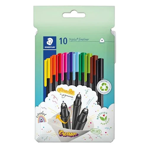 Offre limitée : STAEDTLER Fineliner triplus 334 C10 Lot de 10 feutres fins ergonomiques avec pointe ultra fine de 0,3 mm, longue durée de vie, DRY SAFE, tige en polypropylène, mélange et match, 10 feutres fins dans de 10.74 € à 10.74 € (0.00% de remise)