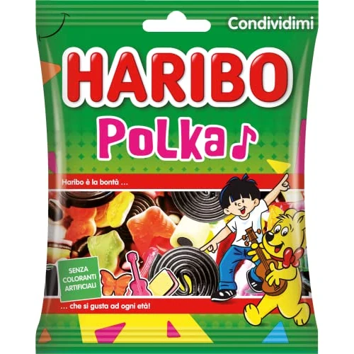 Haribo Polka, Caramelle Gommose, Gusto Frutta E Liquirizia, Ideali Per Feste E Dolci Momenti Di Relax - 175gr