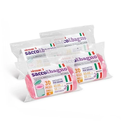 Offerta a tempo: VIROSAC Sacco Bagno 42x55, 30 sacchetti per rotolo, kit da 4 rotoli, 2 rotoli rosa + 2 rotoli bianchi - 58% da 13.75 € a 5.80 €