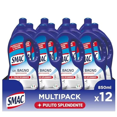 Offerta a tempo: Smac - Detergente Gel Bagno Multisuperficie, Azione Igienizzante e Brillantezza, con Barriera Antigoccia, 850 ml x 12 Pezzi - 41% da 29.99 € a 17.76 €