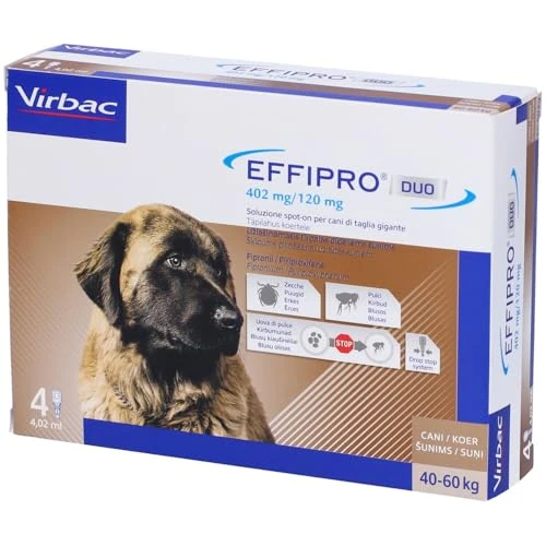 Virbac effipro duo cani XLarge 40-60 kg; confezione da 4 pipette