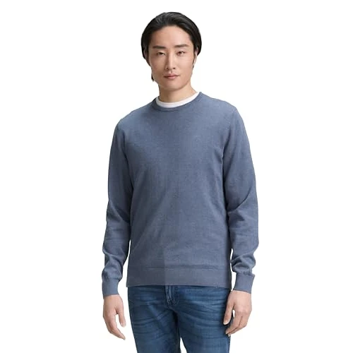 Limited-time offer: TOM TAILOR Men's 202212 Strickpullover Crewneck Sweater, 18964 - Vintage Indigo Blue Melange, XL from 15.77 GBP to 15.77 GBP (save 0%)