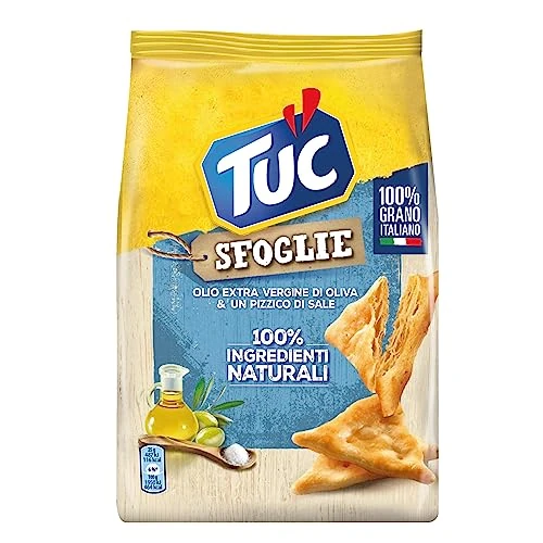 Offerta a tempo: Tuc Sfoglie, Olio Extravergine di Oliva & un Pizzico di Sale, Triangolini Sottili e Croccanti Cotti al Forno, 170g - 35% da 1.99 € a 1.29 €