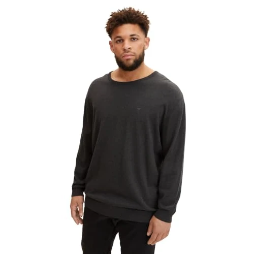 Offerta a tempo: TOM TAILOR Maglione, Uomo, Nero (Black Grey Melange 10617), L - 0.00% da 29.99 € a 29.99 €