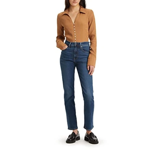 Offre limitée : Levi's Femme Jeans 724 High Rise Straight, Blue Wave Dark, 25W / 32L de 120.00 € à 56.60 € (53% de remise)