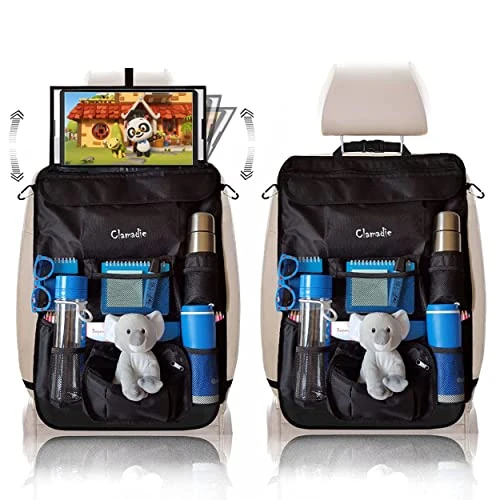 Clamadie Organizadores para Coche e Asientos de Coches, Protector Postura del cuello,Universal Multi-Bolsillo Protector Portaobjectos, Suporte Para Tableta de Coche, Juegos Para Niños, Accesorios