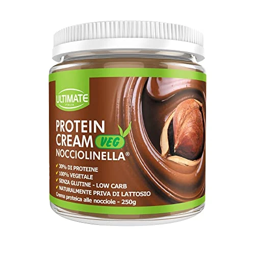 Offerta a tempo: Ultimate Italia - Crema proteica al 30% spalmabile, senza zuccheri - 250g - gusto nocciola - senza lattosio e glutine - 100% vegetale - poche calorie, con vitamine - 46% da 11.80 € a 6.40 €