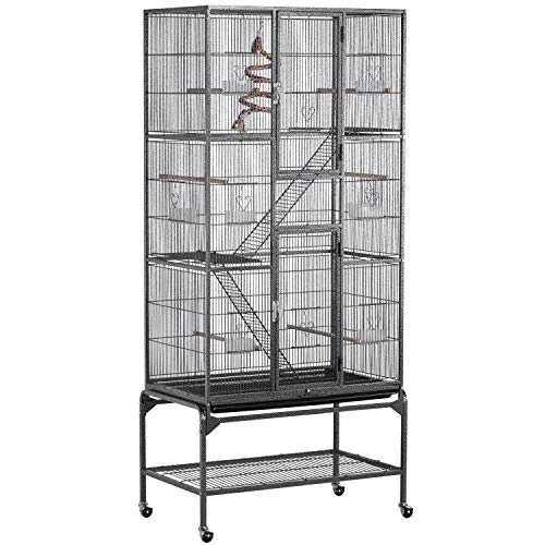 Limited offer: Yaheetech Aviary Cage for Birds Inseparable Parrots Large with Metal Pedestal Toy Cage for Rabbits Dwarf Hamsters Cats 77 x 46 x 175.5 cm Black from 149.99 EUR to 134.99 EUR (save 10%)