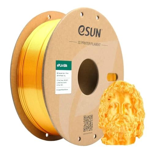 eSUN Zijde Metaal PLA Filament 1,75mm, Silky Metallic 3D Printer Filament PLA, Maatnauwkeurigheid +/- 0,05mm, 1KG Spool (2.2 LBS) 3D Printing Filament for 3D Printers,Zijde Goud