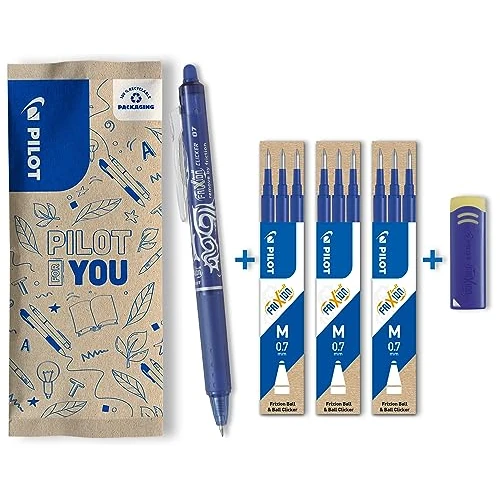 PILOT FriXion Clicker, Erasable Rollerball Pen inkl. 9 Minen blue