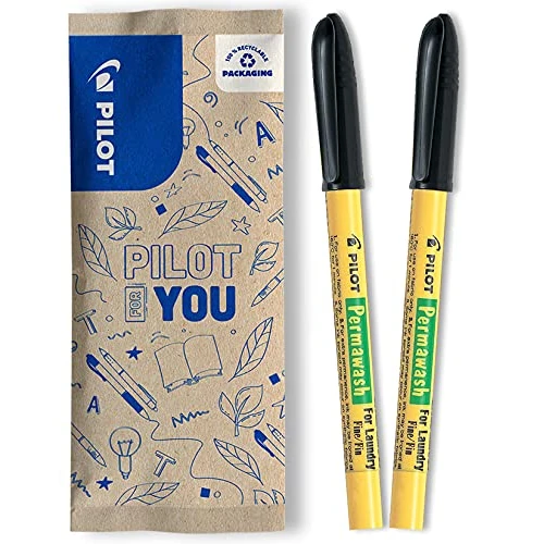 Offerta a tempo: PILOT - 2 Marcatori tessili Permawash - Inchiostro speciale per tessuti, resistente ai lavaggi - Nero - Punta Fine - 16% da 4.17 € a 3.49 €