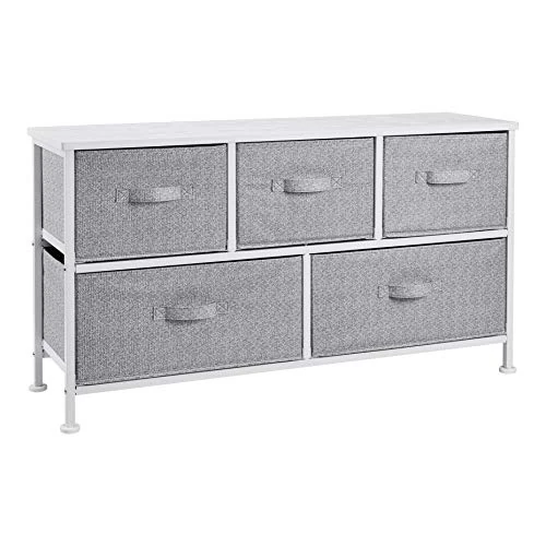 Offerta a tempo: Amazon Basics - Cassettiera extra grande, 5 cassetti in tessuto, bianco - 21% da 64.99 € a 51.06 €