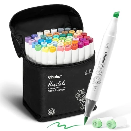 Oferta limitada: Ohuhu 48 rotuladores artísticos de colores con doble punta Rotuladores para niños, artistas, estudiantes de dibujo, ideales para dibujar, colorear, caligrafía, subrayar o hacer ilustraciones de 46.99 EUR a 42.57 EUR (ahorro 9.8%)