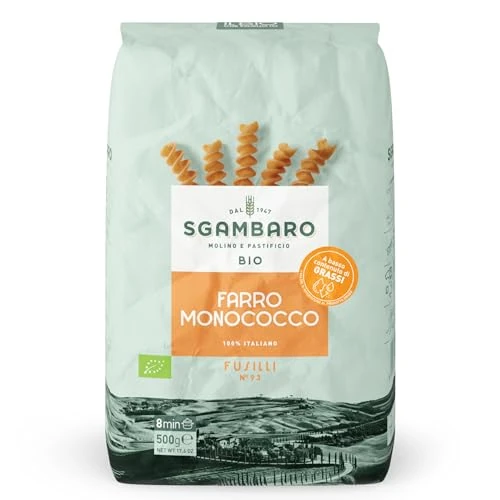 Zeitlich begrenztes Angebot: Sgambaro Bio Pasta Fusilli N.93-500 g Nudeln aus Einkorn – Fettarm - Quelle von Ballaststoffen und Eiweiß von 3.57 € auf 3.57 € (0.00% Rabatt)