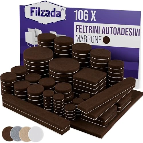 Offerta a tempo: Filzada® 106x Feltrini per Sedie Rotondi e Quadrati Marrone - Autoadesivi - 0.00% da 8.99 € a 8.99 €