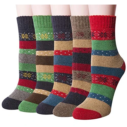 Limited offer: 5 Pairs Womens Socks Wool Thermal Warm Knitting Ladies Socks for Winter Christmas Gifts for Women from 15.99 EUR to 5.99 EUR (save 63%)