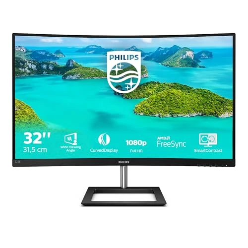 Offerta a tempo: Philips 322E1C Gaming Monitor Curvo da 32", FHD LED VA Adaptive Sync 75 Hz, HDMI, Display Port, VGA, Flicker Free, Low Blue, Nero - 16% da 199.90 € a 166.99 €