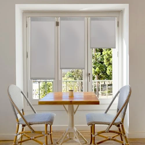 Offerta a tempo: Blindecor Aure | Tenda a rullo traslucida tinta unita senza perforazione - Argento grigio, 107 x 180 cm (Larghezza x Altezza) | Dimensioni del tessuto 104 x 175 cm | Tende per interni senza attrezzi - 42% da 37.43 € a 21.60 €