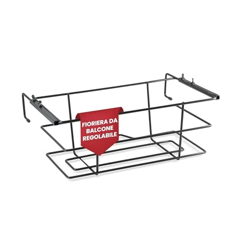Offerta a tempo: Galvanoplastica - Fioriera da Balcone [66 x 23 cm, GANCI LUNGHI massimo 27,5 cm] Vasi da appendere esterno, Balconiera da Ringhiera, Portavasi da balcone Regolabile High Resistance Antracite - 0.00% da 28.90 € a 28.90 €