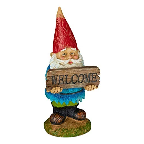 Oferta limitowana: Relaxdays Krasnal ogrodowy "Welcome", odporny na warunki atmosferyczne, sztuczny kamień, ogród, drzwi wejściowe i grządki, klasyczne wzornictwo, figurka ogrodowa, kolorowy z 87.43 zł na 87.43 zł (oszczędź 0.00%)