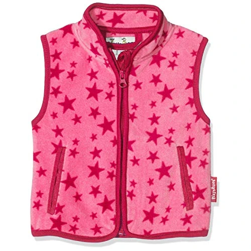 Playshoes Unisex kinderen fleece vest allover sterren, 18 - Roze, 74