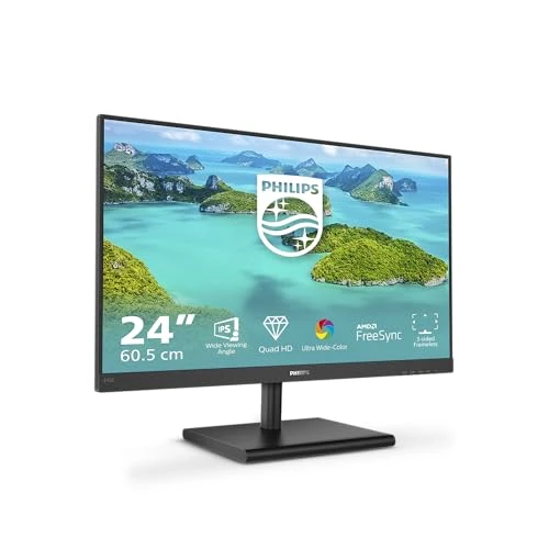 Philips 245E1S – 24-calowy monitor QHD, AMD FreeSync, FlickerFree, SmartContrast (2560 x 1440 przy 75 Hz, 250 cd/m², 4 ms, IPS HDMI/DP/VGA)