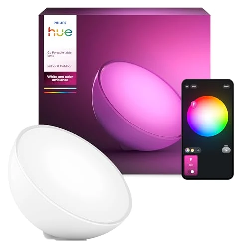 Oferta limitada: Philips Hue Go Lámpara de Mesa LED, lámpara inteligente con Bluetooth, Luz led Blanca y luces de Colores, Compatible con Alexa y Google Home de 89.99 EUR a 64.83 EUR (ahorro 28%)