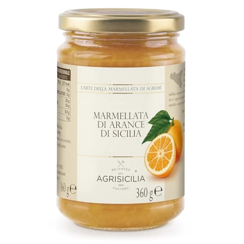Offerta a tempo: Agrisicilia Marmellata di Arance di Sicilia, con frutta di alta qualità vasetto da 360 grammi ottima per colazione e merenda - 43% da 3.89 € a 2.20 €