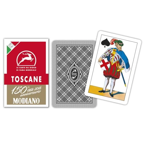 Offerta a tempo: Modiano Toscane Rosso 150° Anniversario – Carte da Gioco regionali toscane in cartoncino Duplex Rinforzato 410 gmq – Scopa Briscola Tresette – 100% Made in Italy - 0.00% da 12.90 € a 12.90 €