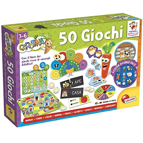 Offre limitee: Liscianigiochi Carotte 50 Jeux pour Enfants, Multicolore, 76710, 3-6 Ans de 18.00 EUR a 18.00 EUR (economie 0%)