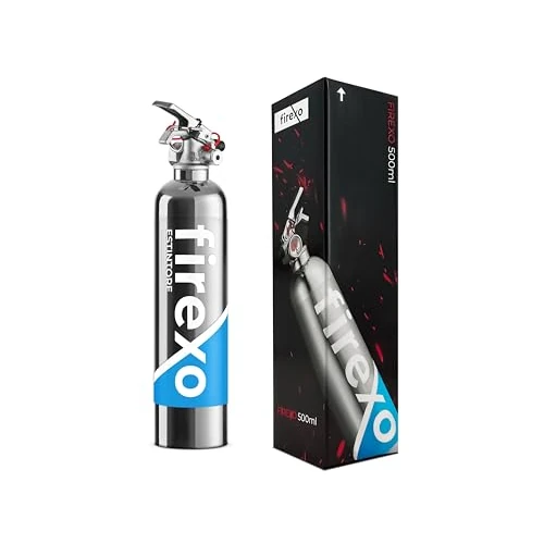 Limited-time offer: Firexo All in One Stainless Steel Fire Extinguisher 500ml Chrome - Multipurpose Extinguisher for ALL FIRES inc. Li-ion Battery Fires! - Emergency Safety Equipment for Home Car Indoor/Outdoor from 32.04 £ to 32.04 £ (save 0.00%)